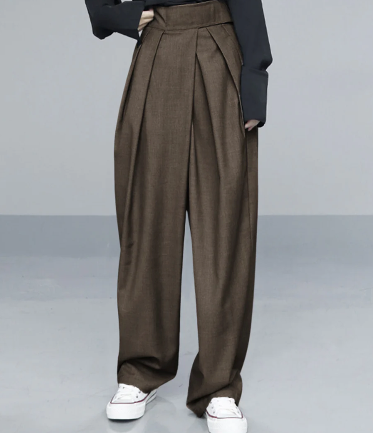 Hook-and-Loop Fastener Wide Leg Velcro Pants