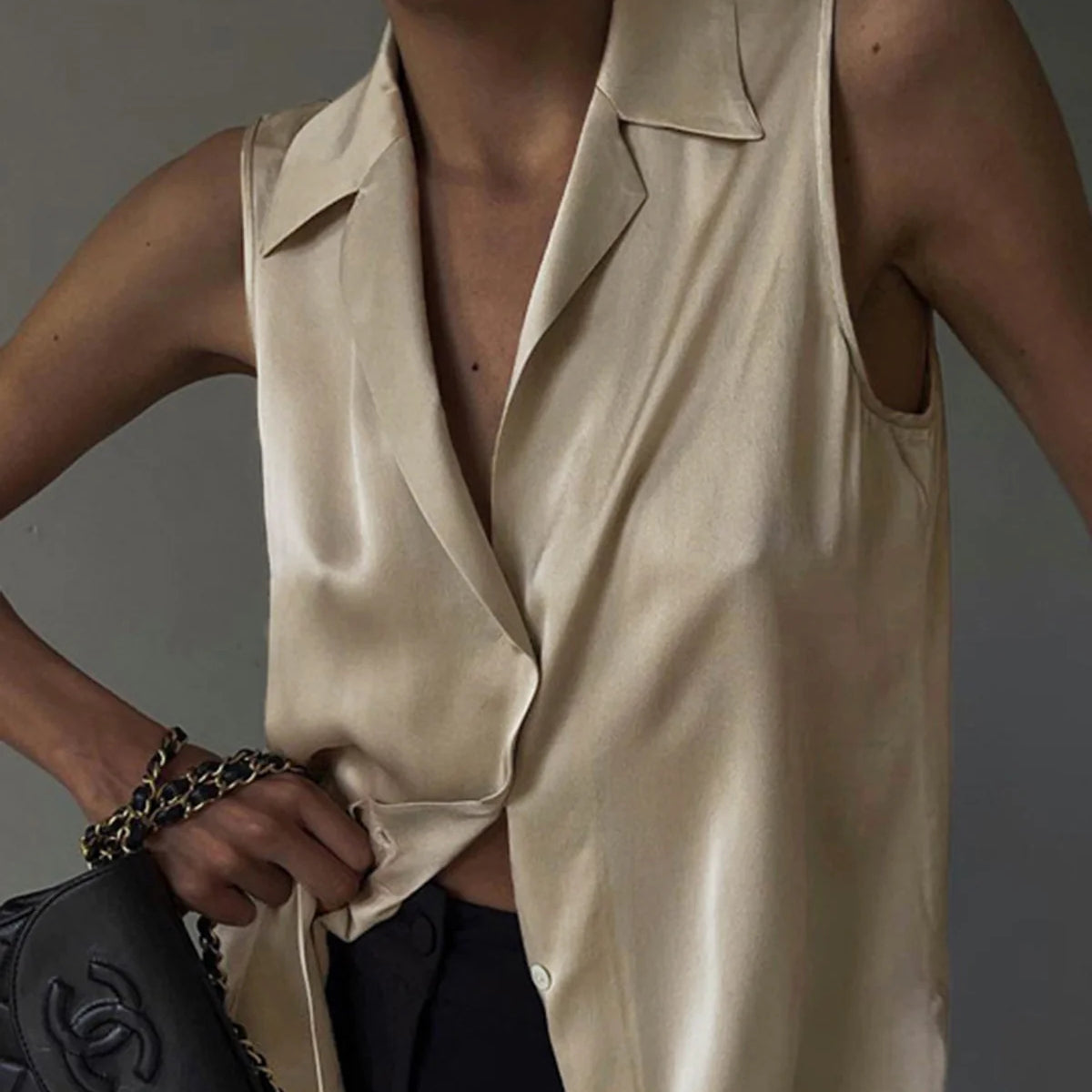 Leisure Satin Sleeveless Blouse