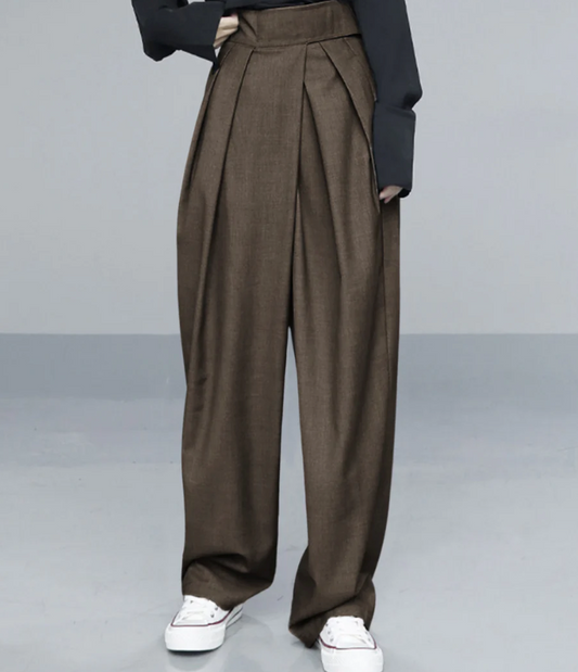 Hook-and-Loop Fastener Wide Leg Velcro Pants